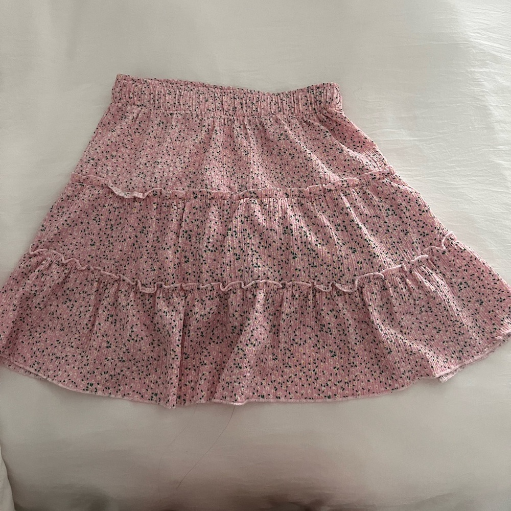 Pink floral skirt